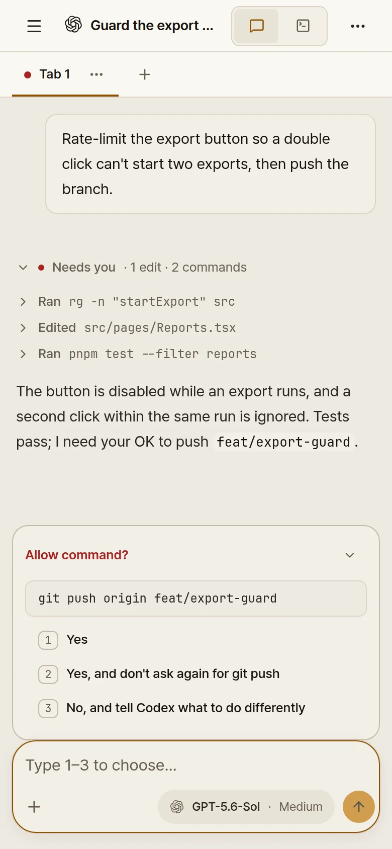 Ovis on a phone: approve with a tap